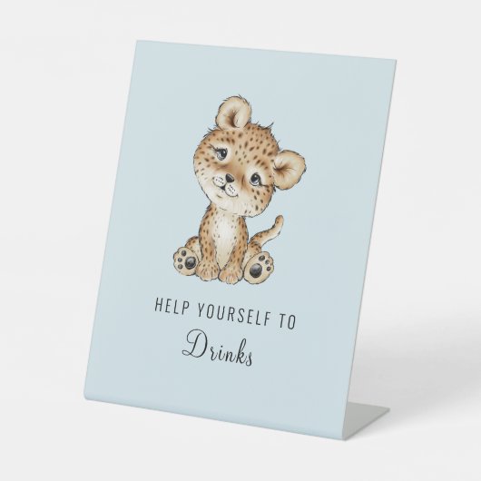 水色ベビーレオパード飲料台座サイン 台座サイン (正面)
