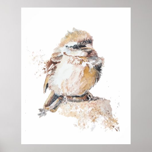 水色ベビー羽の付いたスズメ ポスター (正面)