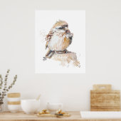 水色ベビー羽の付いたスズメ ポスター (キッチン)