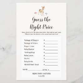 水色ベビー鹿は正しい価格ゲームを推測 チラシ