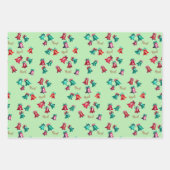 水色ベルズハンドドローパーソナライズされたクリスマス ラッピングペーパーシート (正面3)