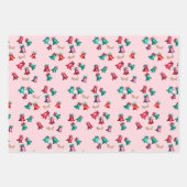 水色ベルズハンドドローパーソナライズされたクリスマス ラッピングペーパーシート (正面2)