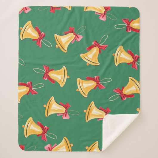 水色ベルパターングリーンシームレス シェルパブランケット (正面)