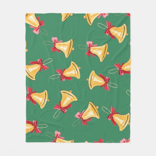 水色ベルパターングリーンシームレス フリースブランケット (正面)