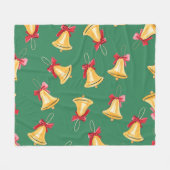 水色ベルパターングリーンシームレス フリースブランケット (正面(横))