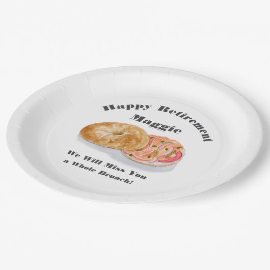 水色ベーゲルスモークサーモンリタイアメントブランチ ペーパープレート (アングル)