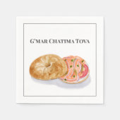 水色ベーゲルスモークサーモンG'mar Chatima Tova スタンダードカクテルナプキン (正面)