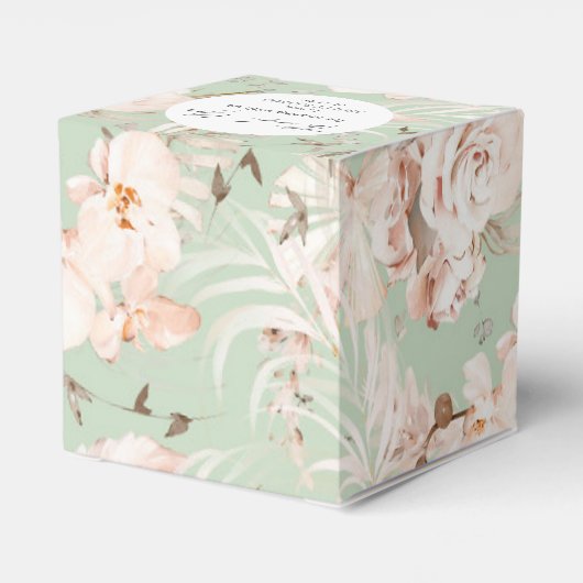 水色ベージュフローラパーソナライズされた植物学ファ フェイバーボックス (裏面サイド)