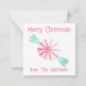 水色ペパーミントクリスマスギフトエンクロージャー ノートカード (正面)