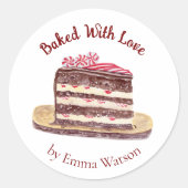 水色ペパーミント焼いたケーキ愛 ラウンドシール (正面)