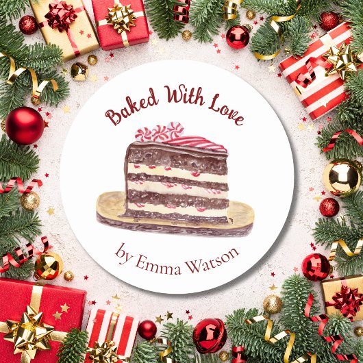 水色ペパーミント焼いたケーキ愛 ラウンドシール