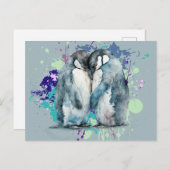 水色ペンギン ポストカード (正面/裏面)