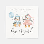 水色ペンギン。男の子か女の子。性別の表示 スタンダードカクテルナプキン (正面)