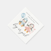 水色ペンギン。男の子か女の子。性別の表示 スタンダードカクテルナプキン (角)