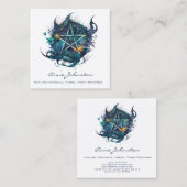 水色ペンタグラムスクエアビジネスカード スクエア名刺 (正面/裏面)