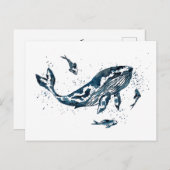 水色ホエールインブルーポストカード ポストカード (正面/裏面)