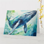 水色ホエールカ空白のード カード (黄色い花)