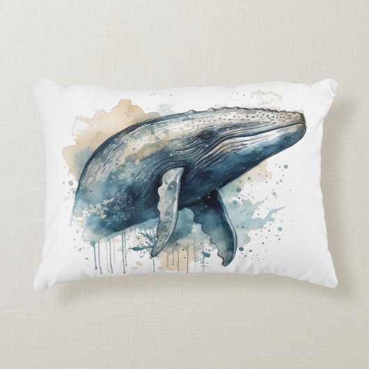 水色ホエー疑問に思ラ アクセントクッション (正面)