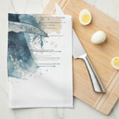 水色ホエー疑問に思ラ キッチンタオル (四つ折り)