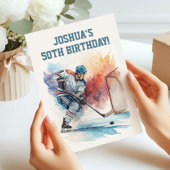 水色ホッケープレーヤースポーツファン誕生日 招待状