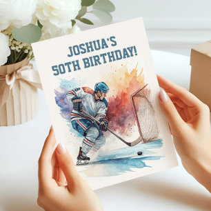 水色ホッケープレーヤースポーツファン誕生日 招待状