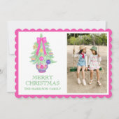 水色ホットピンクボウジンジャージャーブクリスマスの写真 シーズンカード (正面)