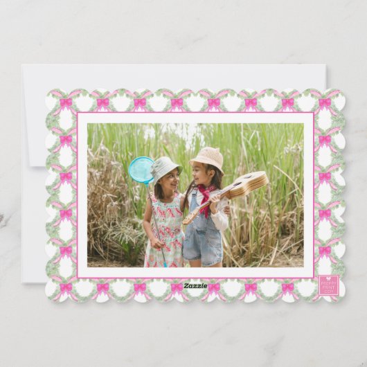 水色ホットピンクボウジンジャージャーブクリスマスの写真 シーズンカード (裏面)