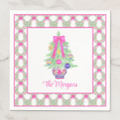 水色ホットピンクボウジンジャージャールクリスマスツリー スタンダードカクテルナプキン