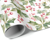 水色ホリーとアイビーとベリー ラッピングペーパー (ロールコーナー)