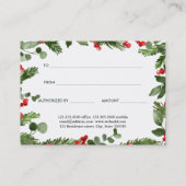 水色ホリーベリークリスマスプレゼント証明書 割引カード (裏面)