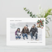 水色ホリーベル写真クリスマスカード シーズンカード (スタンド正面)