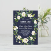 水色ホワイトフローラネイビーブルーリハーサルディナー 招待状 (スタンド正面)