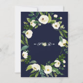 水色ホワイトフローラネイビーブルーリハーサルディナー 招待状 (裏面)