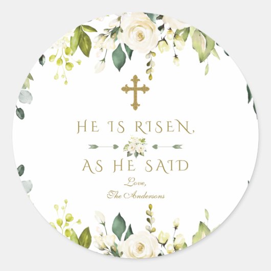 水色ホワイトフローラ彼は復活金ゴールドイースター ラウンドシール (正面)