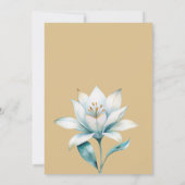 水色ホワイトブルー金ゴールドリリー結婚フローラ 招待状 (裏面)