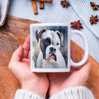 水色ボクサー犬 コーヒーマグカップ
