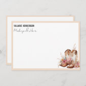 水色ボホ女性のカーボーイブーツビジネスノートカード ノートカード (正面/裏面)