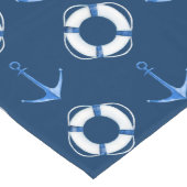 水色ボートいかりとライフブイ海軍ブルー ロングテーブルランナー (コーナー)