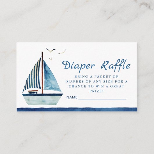 水色ボート赤航海のちゃんシャワーおむつ エンクロージャーカード (正面)