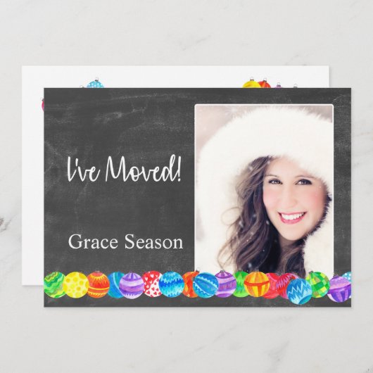 水色ボーブルのフォトカードを移動した 招待状 (正面/裏面)