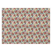 水色ポインセチアとホリーパターンクリスマス テーブルクロス (正面(横))