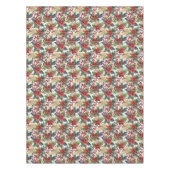 水色ポインセチアとホリーパターンクリスマス テーブルクロス (正面)