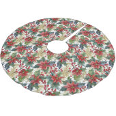 水色ポインセチアとホリーパターンクリスマス ブラッシュドポリエステルツリースカート (アングル)