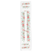 水色ポインセチアと緑のクリスマス ショートテーブルランナー (正面)