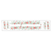 水色ポインセチアと緑のクリスマス ショートテーブルランナー (横)