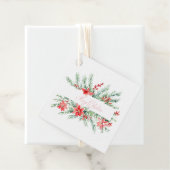 水色ポインセチアと緑のクリスマス フェイバータグ (インサイチュ)