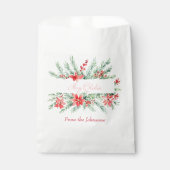 水色ポインセチアと緑のクリスマス フェイバーバッグ (正面)