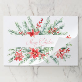 水色ポインセチアと緑のクリスマス ペーパーパッド