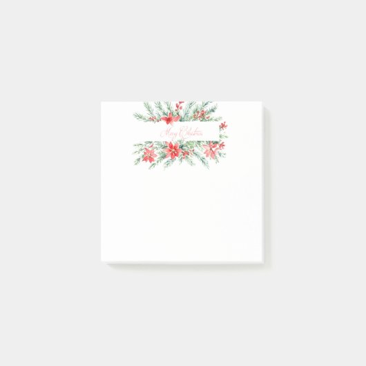 水色ポインセチアと緑のクリスマス ポストイット (正面)
