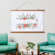 水色ポインセチアと緑のクリスマス